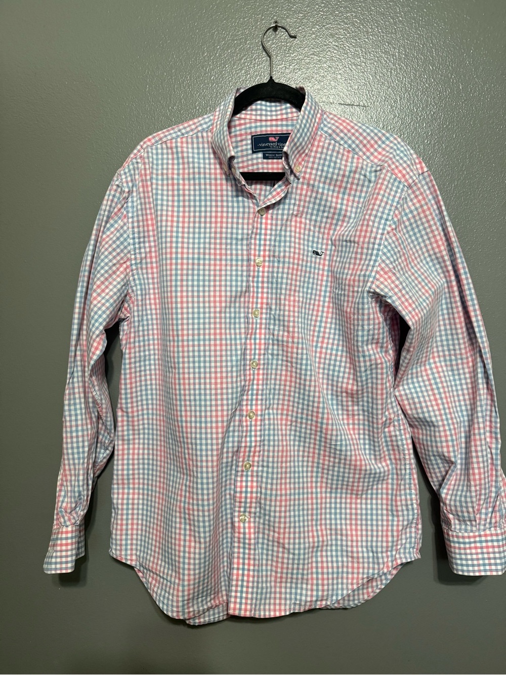 Vineyard Vines Men's Pink & Blue Gingham Button-Down Shirt